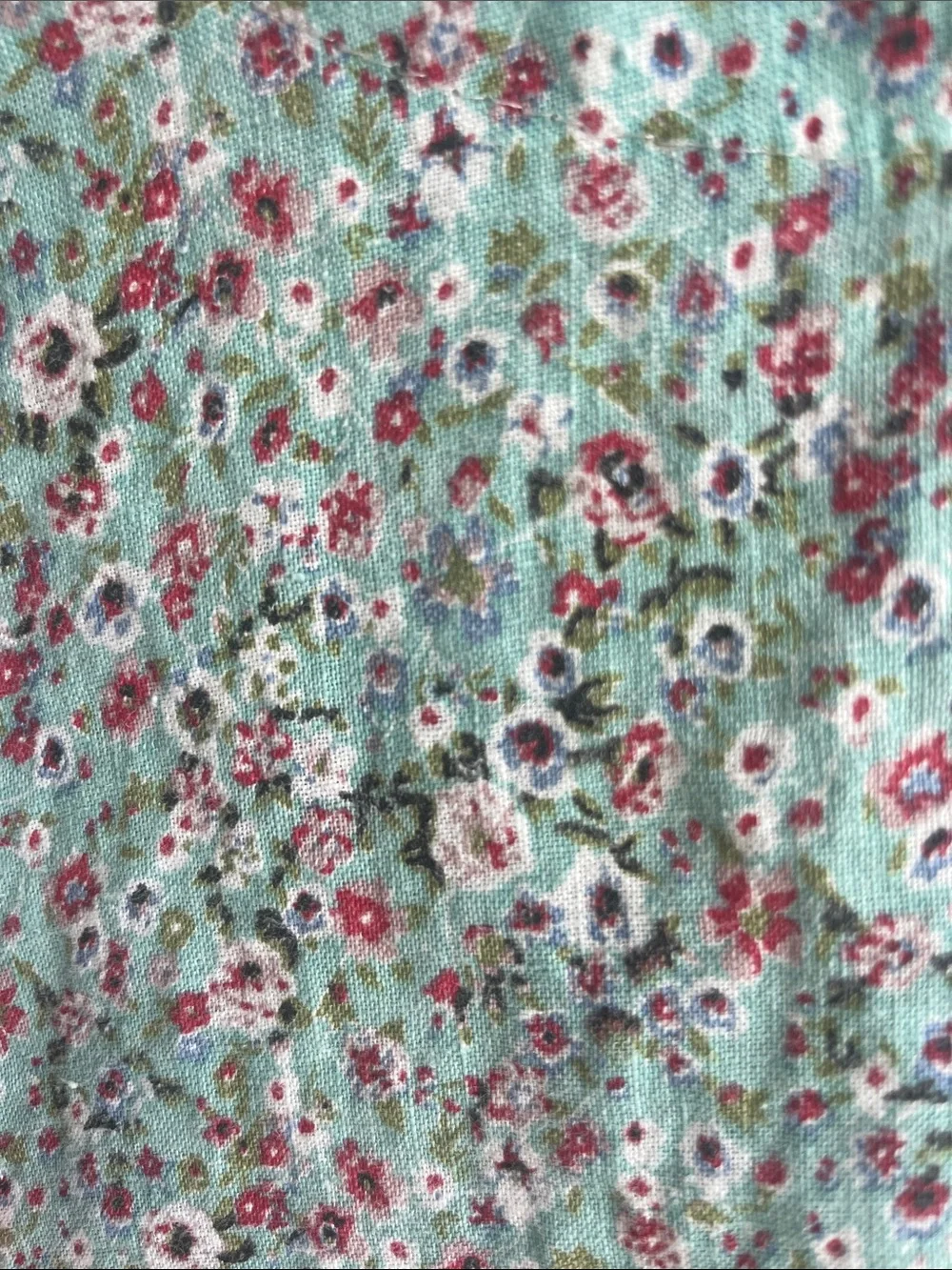 Mint Floral Boxy Blouse with Short Dolman Sleeves